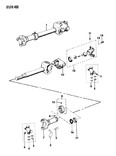 1985 Jeep J20 U-Joint Package Diagram for J8130750