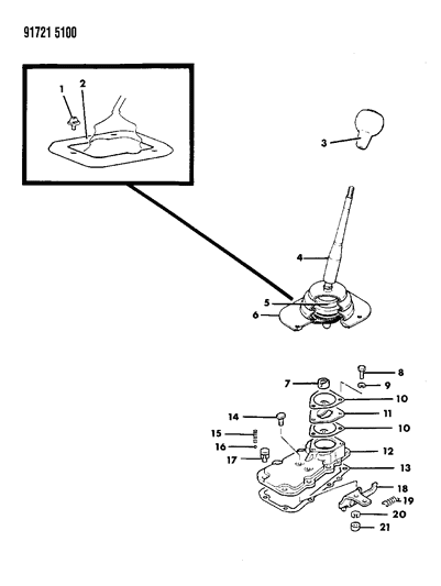 1991 Dodge Ram 50 Controls, Gearshift Diagram 2