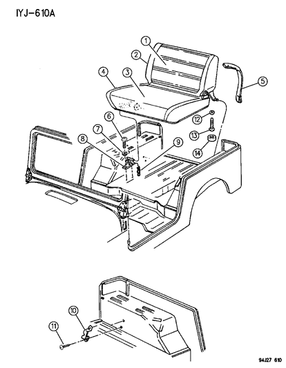 1995 Jeep Wrangler Seat Assemblies, Seat Covers Rear Seat Diagram