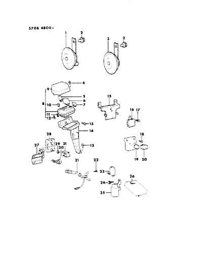 1985 Dodge Ram 50 Horn - Relay - Flasher Diagram 2