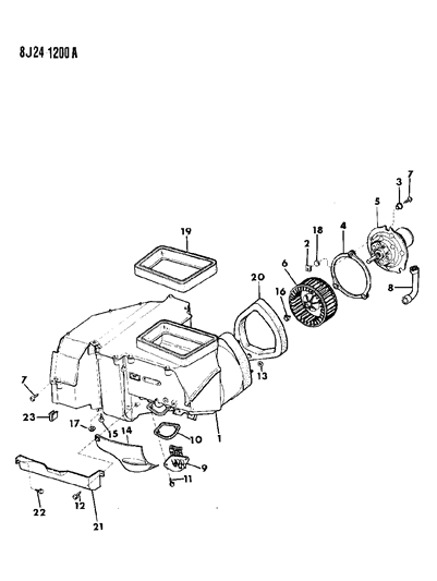 1990 Jeep Wagoneer Blower Motor And Housing Heater And Air Conditioning Diagram