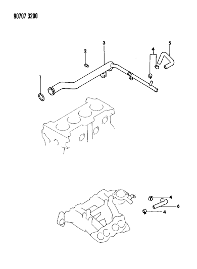 1990 Dodge Colt Water Hose & Pipe Diagram 4