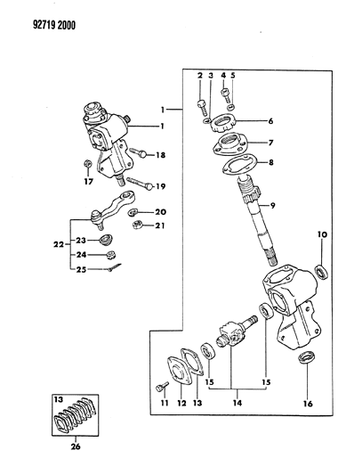 1992 Dodge Ram 50 Gear - Manual Steering Diagram