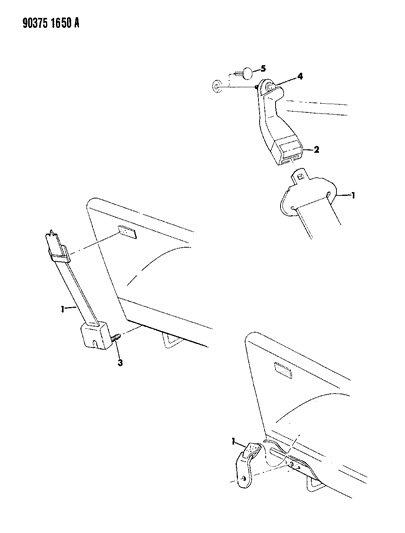 1992 Dodge Ram Wagon Belts - Shoulder Diagram