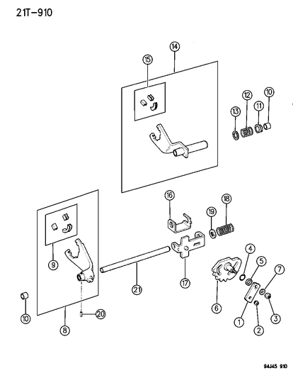 1995 Jeep Grand Cherokee Forks , Rails , Miscellaneous Parts , Shift Diagram 2