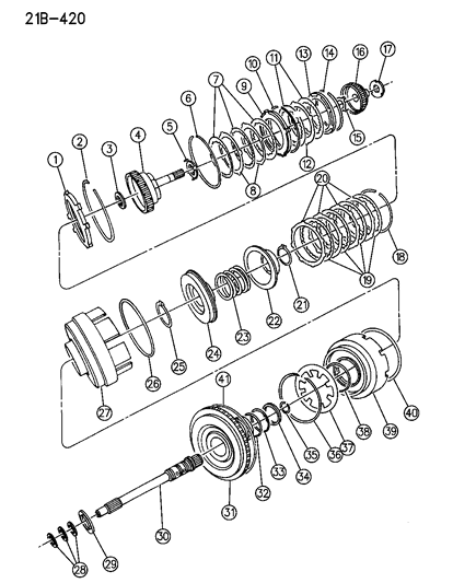 1994 Chrysler LeBaron Clutch & Input Shaft Diagram