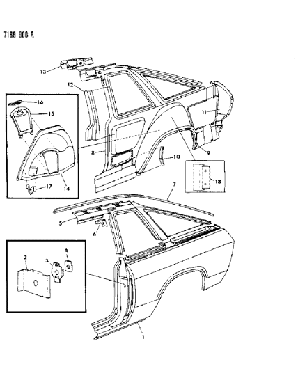 1987 Dodge Omni Body Rear Quarter Diagram 1