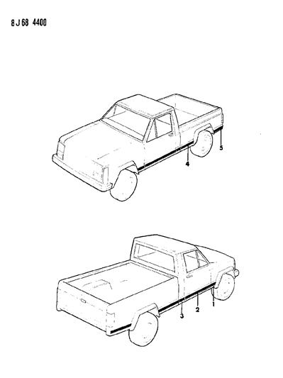 1990 Jeep Comanche Cargo Box Rear SCUFF -RH Diagram for 5AY76JX9