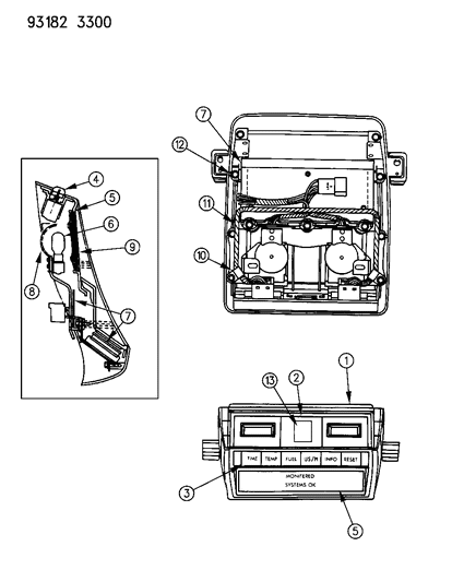 1993 Chrysler New Yorker Console, Overhead Diagram 2