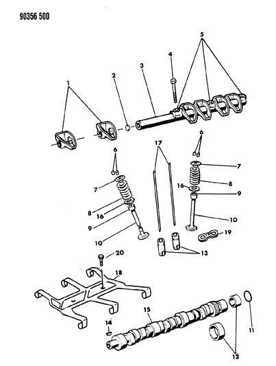 1990 Dodge Dakota Truck Camshaft Diagram for 4636811