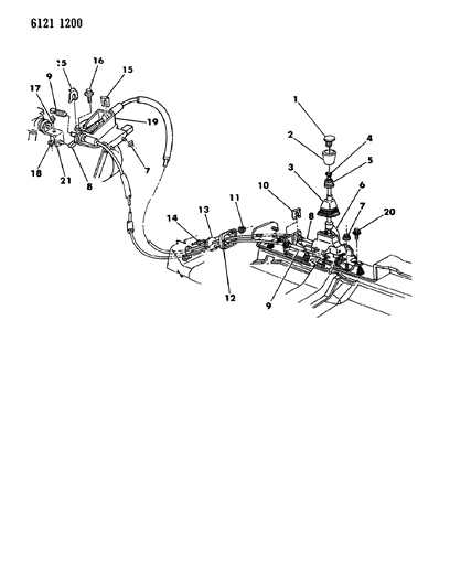 1986 Chrysler Laser Controls, Gearshift Diagram