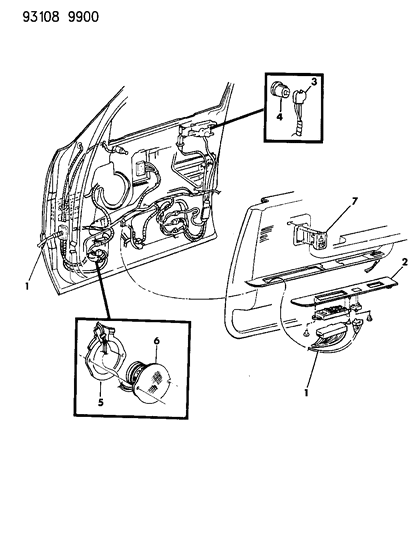 1993 Dodge Dynasty Wiring & Switches - Front Door Diagram