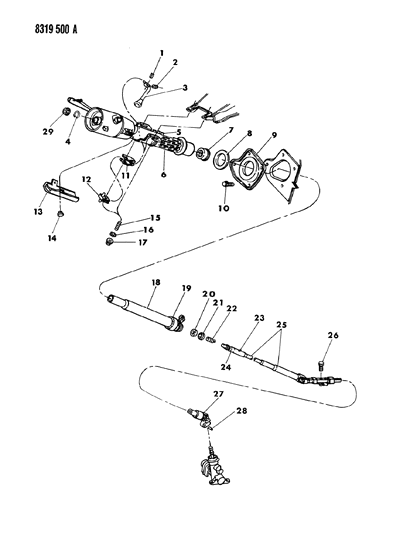 1989 Dodge Dakota Column, Steering Without Tilt Lower Diagram