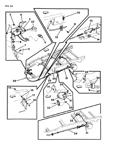 1984 Dodge W250 Lever & Cables, Parking Brake Diagram 1