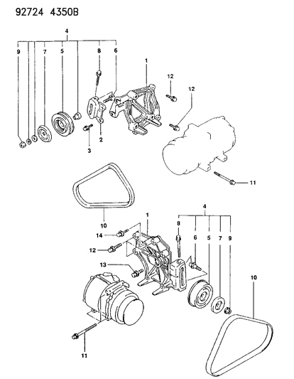 1993 Dodge Colt Mounting - A/C Compressor Diagram 2