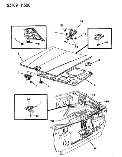 1993 Chrysler New Yorker Hood & Hood Release Diagram