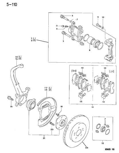 1996 Dodge Avenger Brakes, Front Diagram