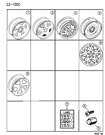 1996 Jeep Grand Cherokee Wheel, 15X7.0 Diagram for 5DR25MY2