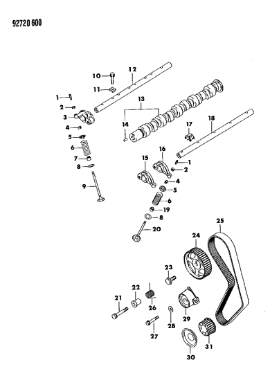 1993 Dodge Colt Spring-Rocker Shaft Diagram for MD166768