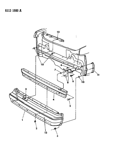 1986 Chrysler LeBaron GTS Fascia, Bumper Rear Diagram