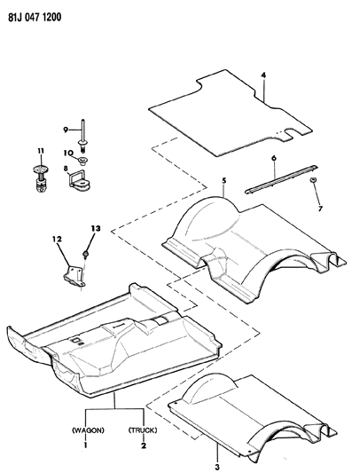 1984 Jeep Wagoneer Carpets & Mats Diagram