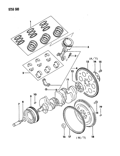 1989 Dodge Raider Crankshaft & Piston Diagram 2