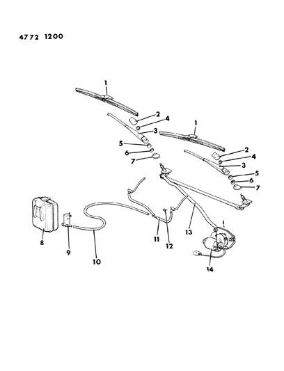 1984 Dodge Ram 50 Windshield Wiper & Washer Diagram