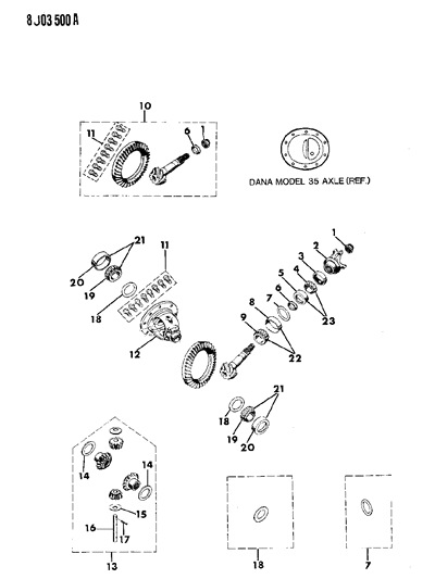 1989 Jeep Comanche Differential - Non-Locking Diagram