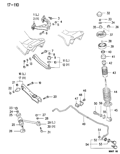 1996 Chrysler Sebring Suspension Control Arm Diagram for MB864728