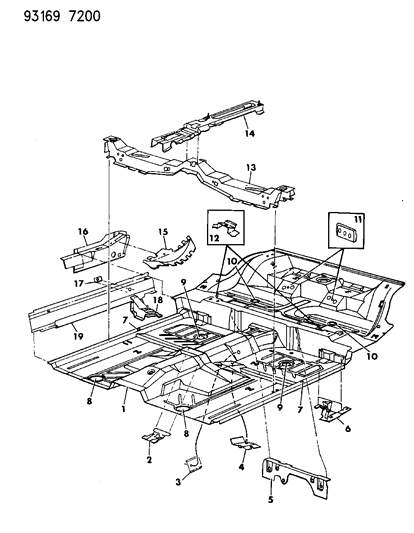 1993 Dodge Daytona Floor Pan Front Diagram