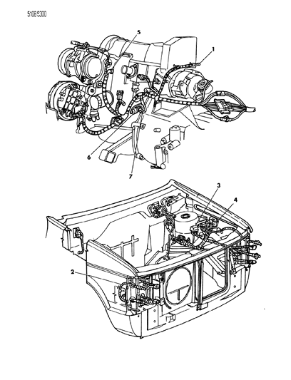 1985 Dodge Caravan Wiring - Engine - Front End & Related Parts Diagram