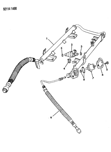 1992 Chrysler New Yorker Fifth Avenue Fuel Rail & Related Parts Diagram 2