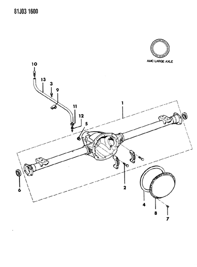 1986 Jeep Comanche Axle Assembly, Rear Diagram 1