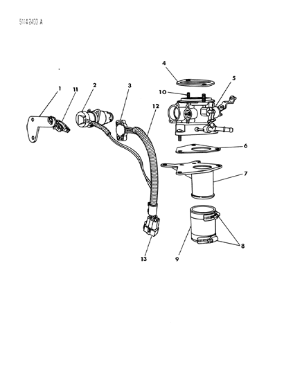 1985 Dodge Charger Throttle Body & Adapter Diagram