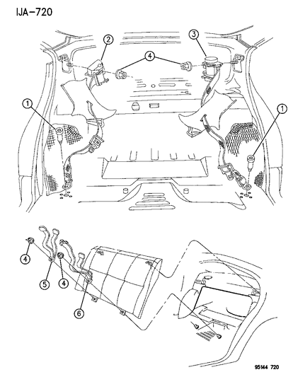 1995 Chrysler Cirrus Rear Outboard Belt Diagram for HX85RX9