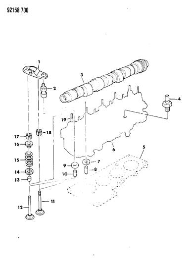 1992 Dodge Shadow Camshaft & Valves Diagram 2