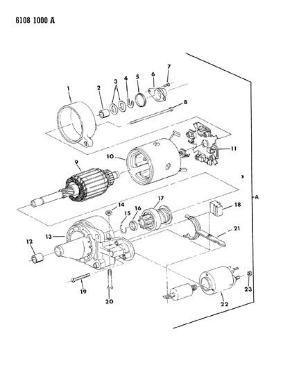 1986 Dodge Omni Starter Components Diagram 1