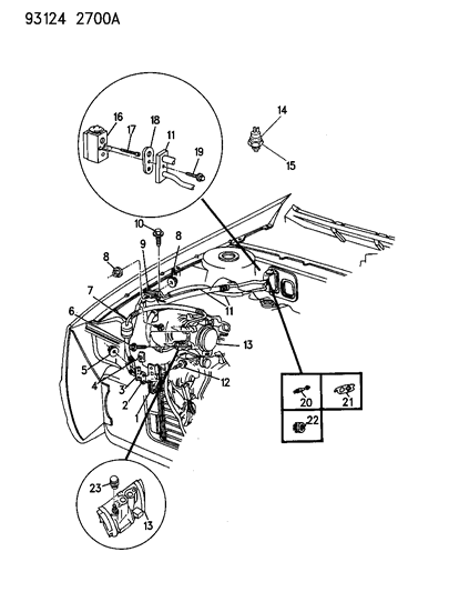 1993 Dodge Daytona Plumbing - A/C & Heater Diagram 1