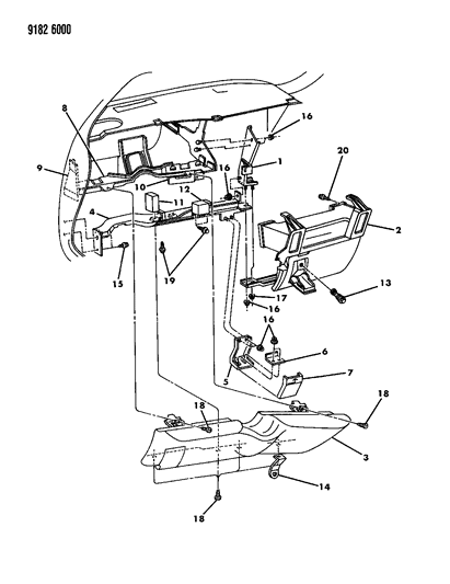 1989 Chrysler Fifth Avenue Instrument Panel W/Passive Restraint Diagram