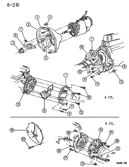 1994 Jeep Wrangler Housing & Pan, Clutch Diagram