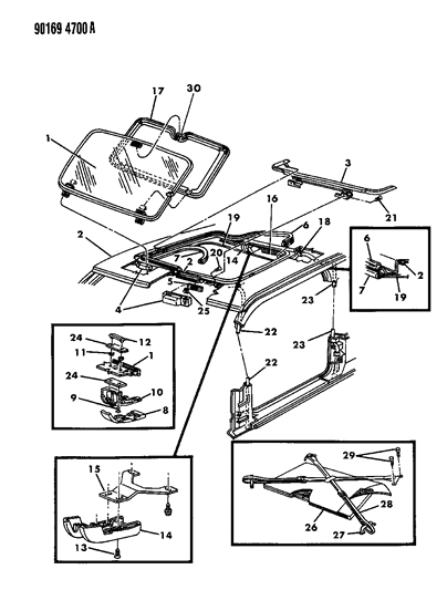 1990 Chrysler LeBaron Sedan Sunroof Diagram