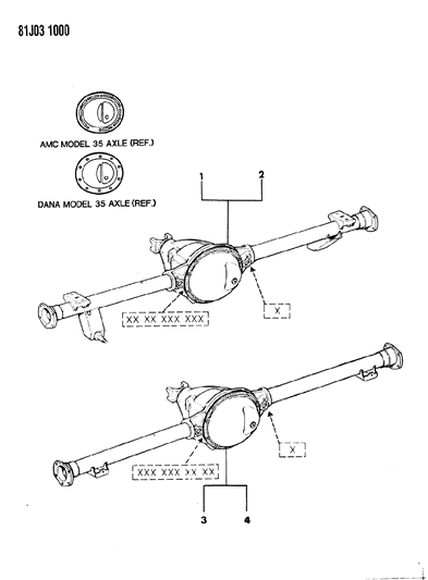 1986 Jeep Comanche Axle Assembly, Rear Diagram 3