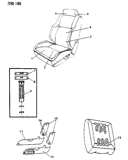 1987 Chrysler LeBaron GTS Front Seat Diagram 2