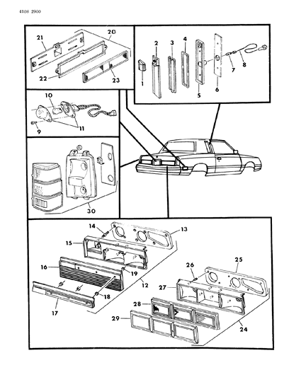 1984 Chrysler Executive Sedan Lamps & Wiring - Rear Diagram