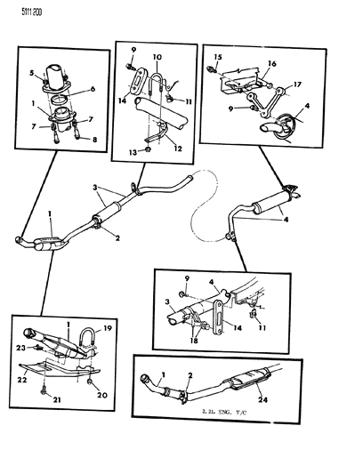 1985 Dodge Aries Converter, Catalytic W/Pipes - Front Diagram for E0015732