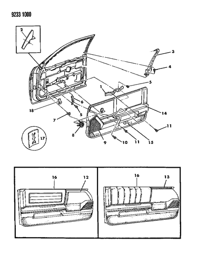 1989 Chrysler LeBaron Panel--Door Trim J Body Diagram