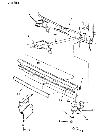 1987 Dodge Caravan Bumper, Rear Diagram