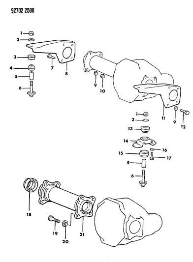 1992 Dodge Ram 50 Mounts & Axle Housing, Front Differential Diagram