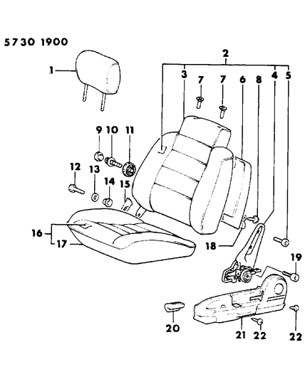 1985 Dodge Colt Seat Left Front Diagram