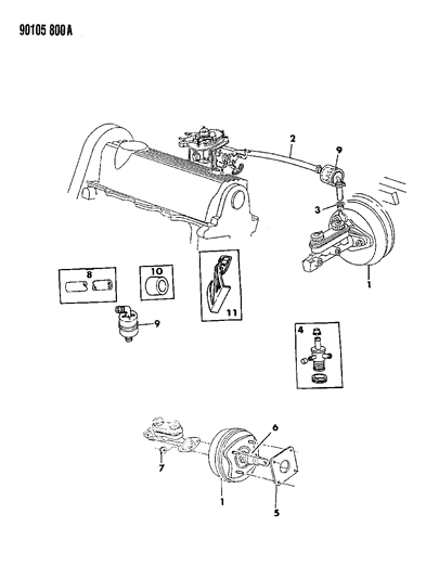 1990 Dodge Omni Booster, Power Brake Diagram